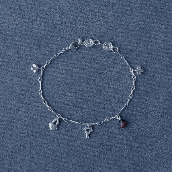 SALE E PEPE Sterling Silver Heart Lock Wind Chime Bracelet SEP-SPVAA01-YIN Silver